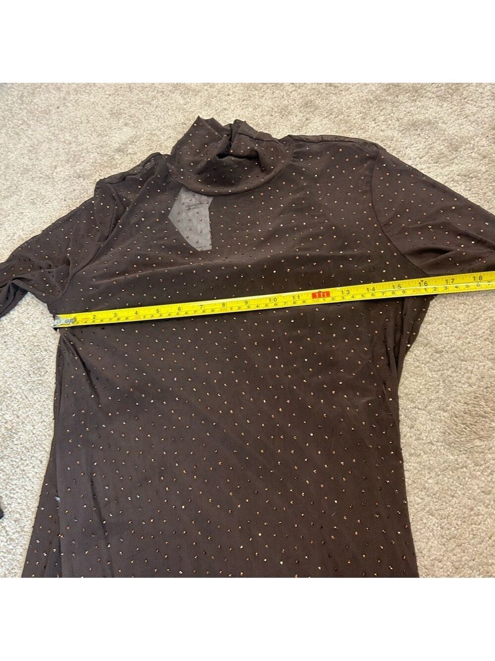 AFRM Los Angeles dark brown Shailene crystal Rhinestone embellished mesh Dress L - Picture 13 of 15